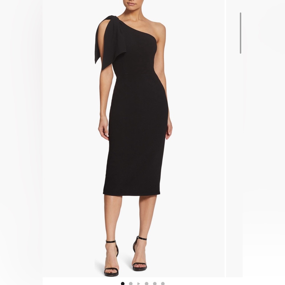 Dress the Population Tiffany One-Shoulder Midi Dress in black